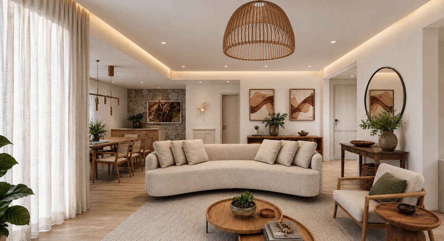 Sala de família da Residência F&V na Tijuca, Teresópolis, com estar e jantar integrados